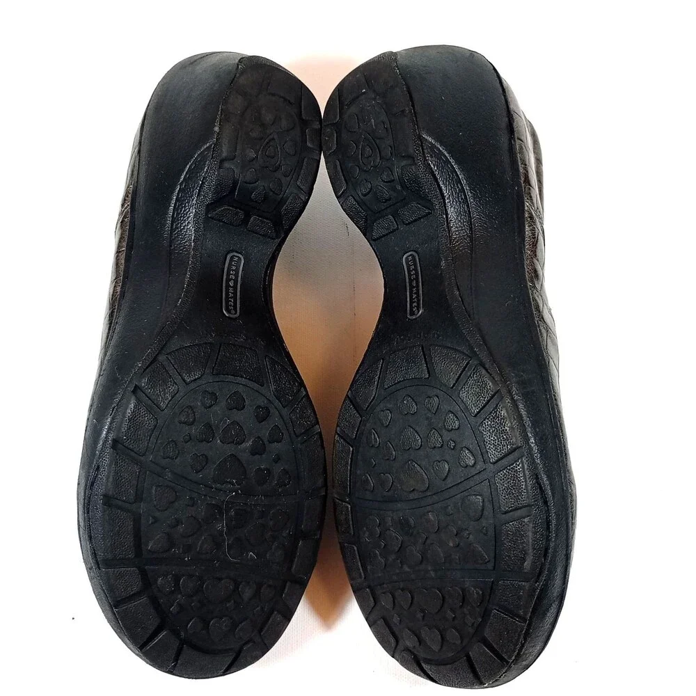 Nurse Mates Pillowtop Womens Bronze Croc Slip On Clogs Shoes Size 9M